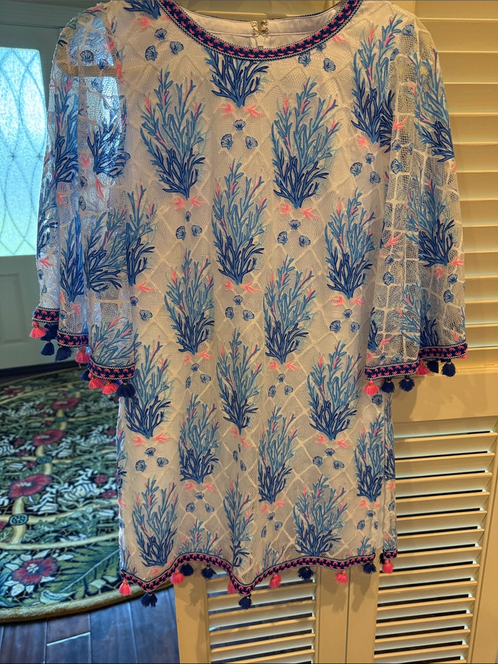 Lilly Pulitzer Jackelin  Romper with Blue & Pink Coral Print